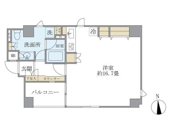 麹町レジデンス(ワンルーム/2階)の間取り写真