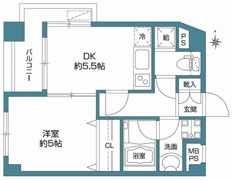 パナッシュ二子玉川(1DK/4階)の間取り写真