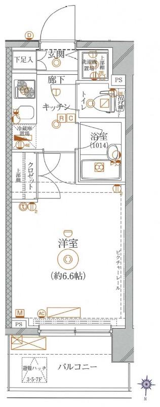 クレイシア池上リフィール(1K/6階)の間取り写真