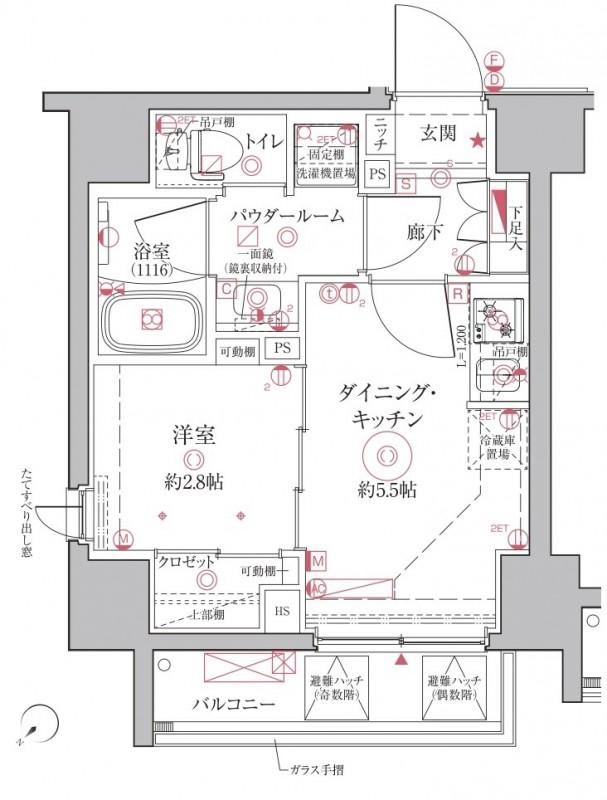 クレイシアIDZ王子アーバンヒルズ(1DK/2階)の間取り写真