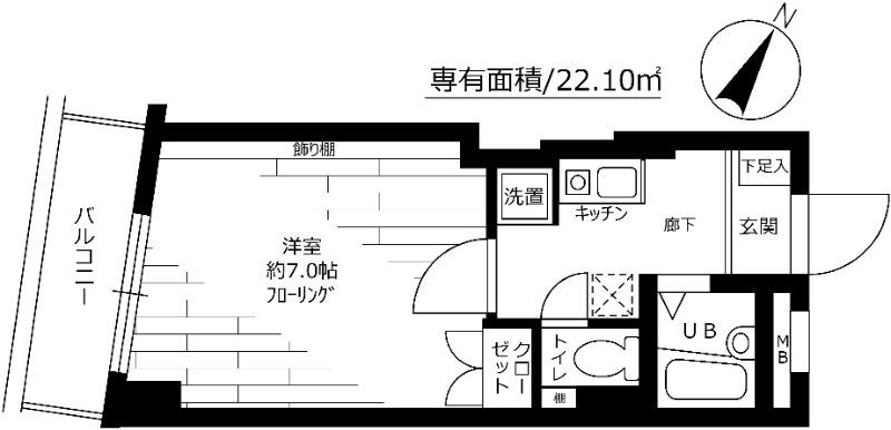 ステージファースト大塚(1K/4階)の間取り写真