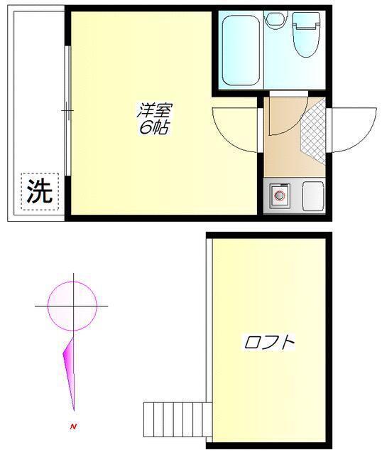 カオパレスNO2(1K/1階)の間取り写真