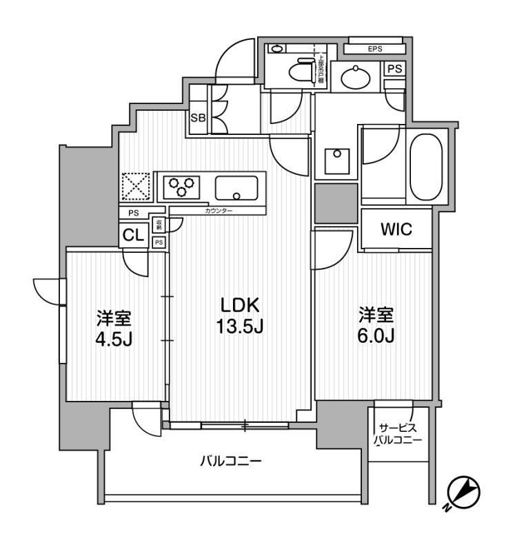 ディームス渋谷本町(2LDK/10階)の間取り写真
