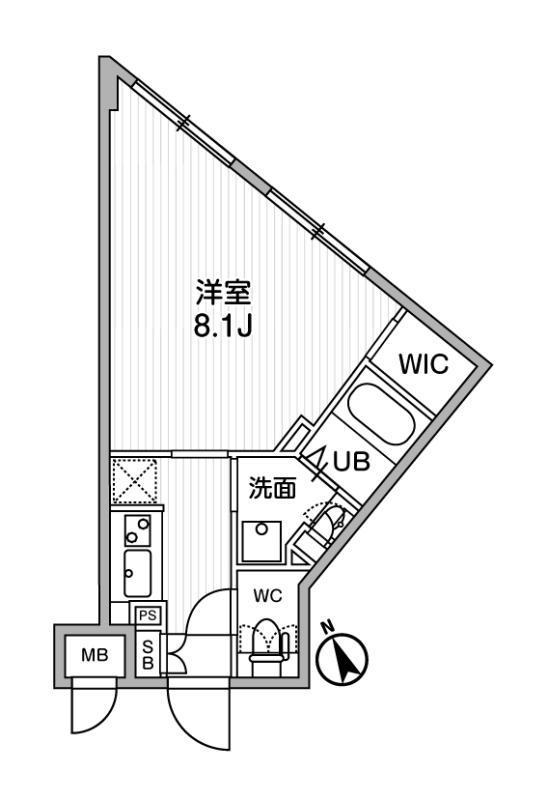 ルネサンスコート桜新町(1K/2階)の間取り写真