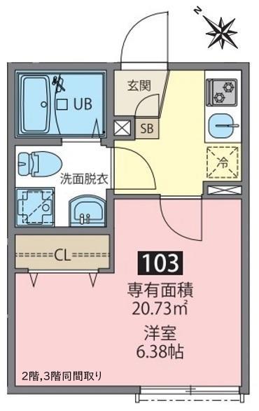 ZENMACHIYA(1K/2階)の間取り写真