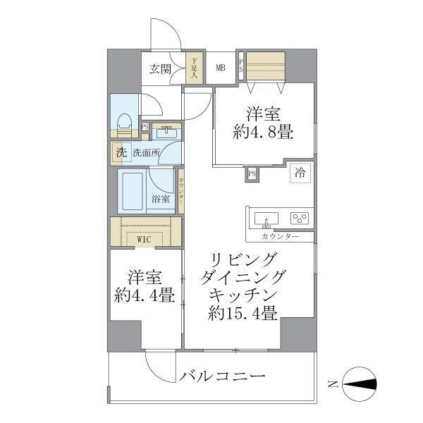 デュオフラッツ葛西(2LDK/14階)の間取り写真