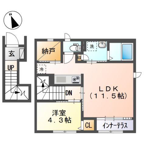 メゾン瑞祥(1SLDK/2階)の間取り写真
