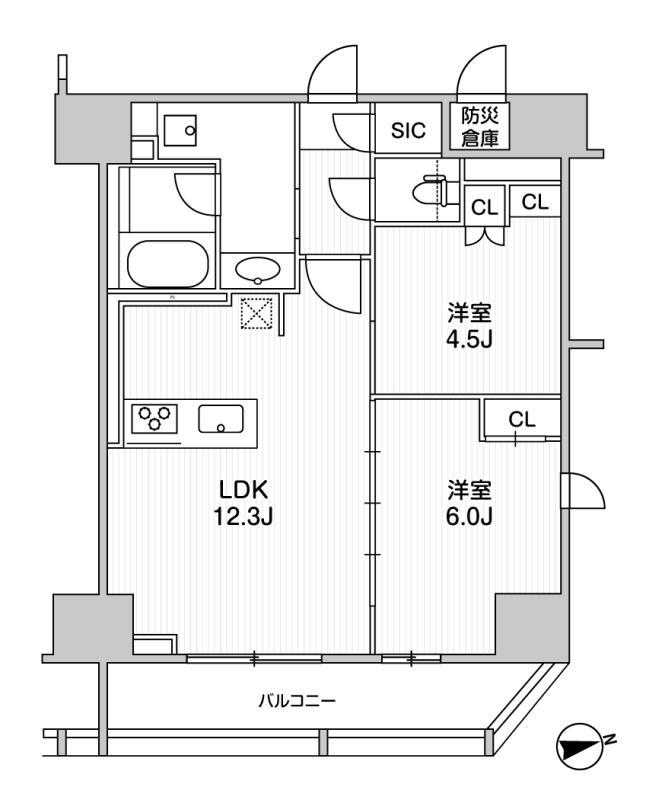 レジデンシャル町屋(2LDK/14階)の間取り写真