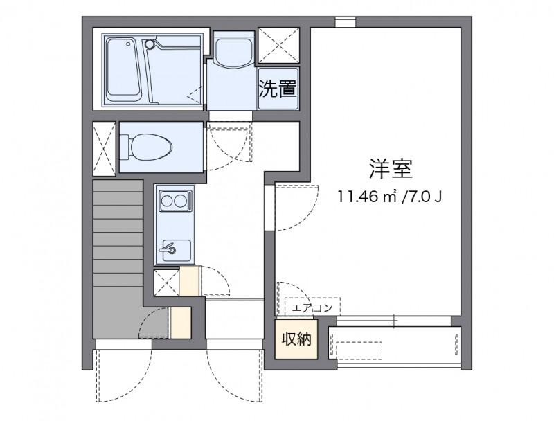 クレイノのぞみ西ヶ原(1K/1階)の間取り写真