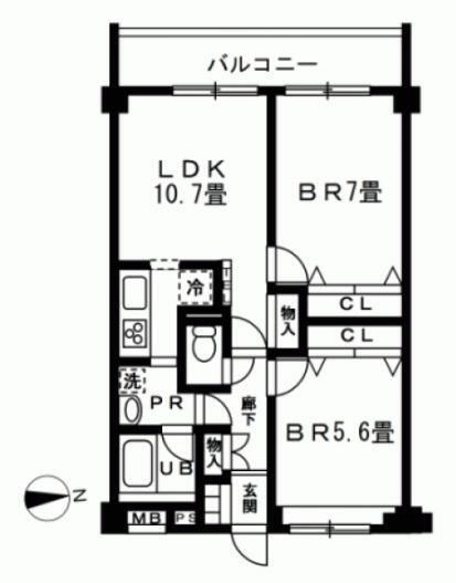 パークアベニュー(2LDK/3階)の間取り写真