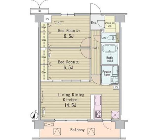 HIGASHIKOMATSUGAWA APARTMENT(2LDK/3階)の間取り写真