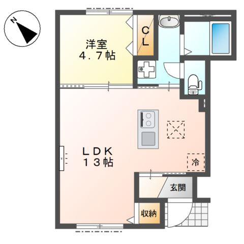 BOIS CLAIR(1LDK/1階)の間取り写真