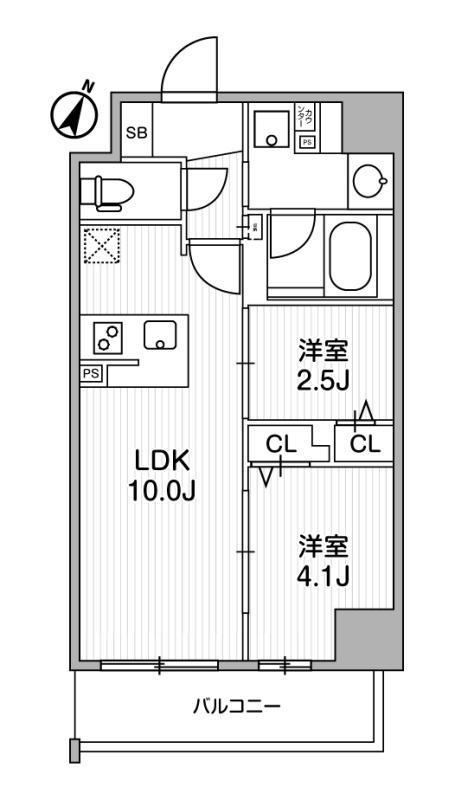 ラヴィエール三ノ輪(2LDK/4階)の間取り写真