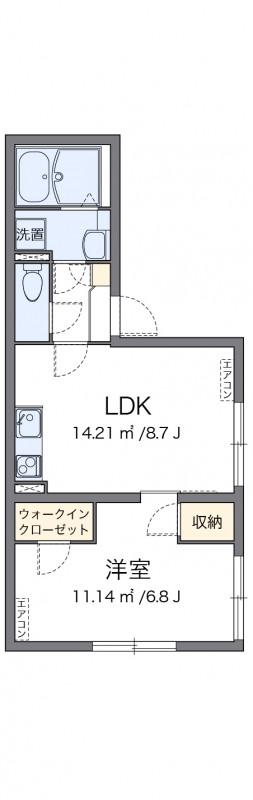 レオネクスト莉音(1LDK/2階)の間取り写真