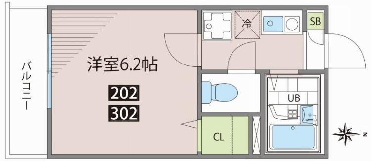 ガレリア(1K/2階)の間取り写真