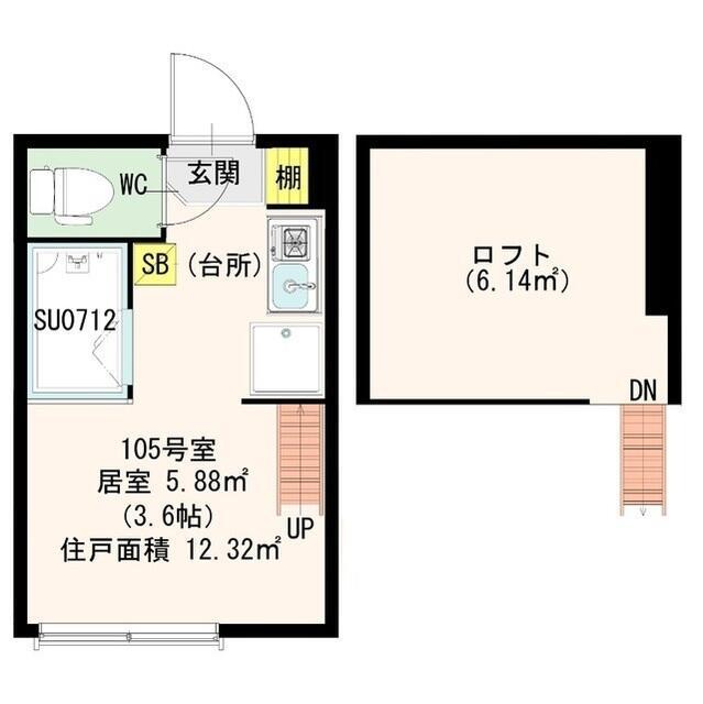 CERESIA神楽坂(ワンルーム/1階)の間取り写真