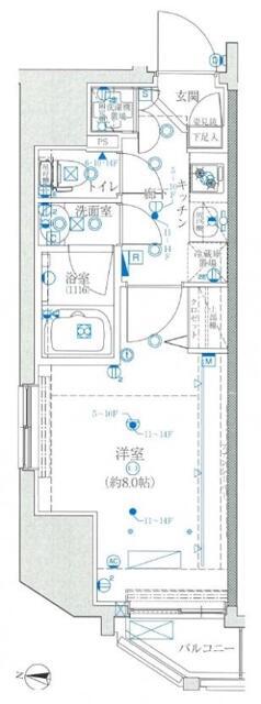 クレイシア新宿(1K/8階)の間取り写真