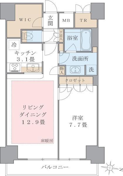 BRILLIA IST 東雲キャナルコート(1LDK/7階)の間取り写真