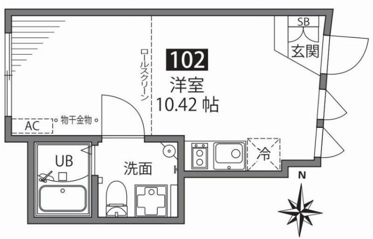 グランエッグス世田谷砧(1DK/1階)の間取り写真