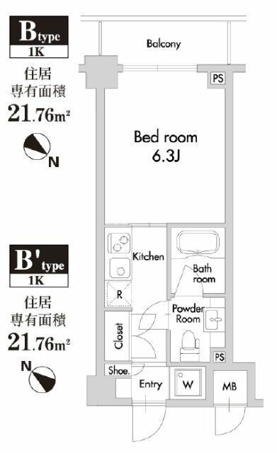プライムアーバン田園調布南(1K/1階)の間取り写真
