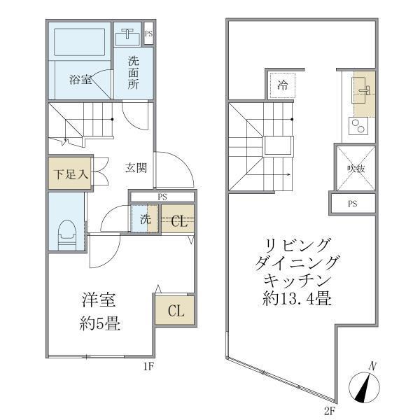 プラティーク中野坂上(1LDK/4階)の間取り写真