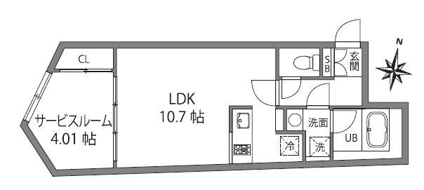 FABRIC中井DUERESIDENCE(1LDK/2階)の間取り写真