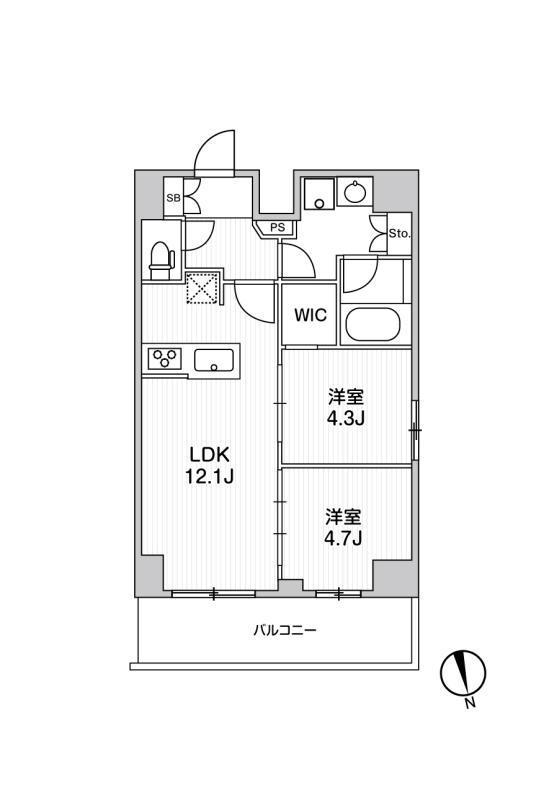 リテラス南千住サウス(2LDK/11階)の間取り写真