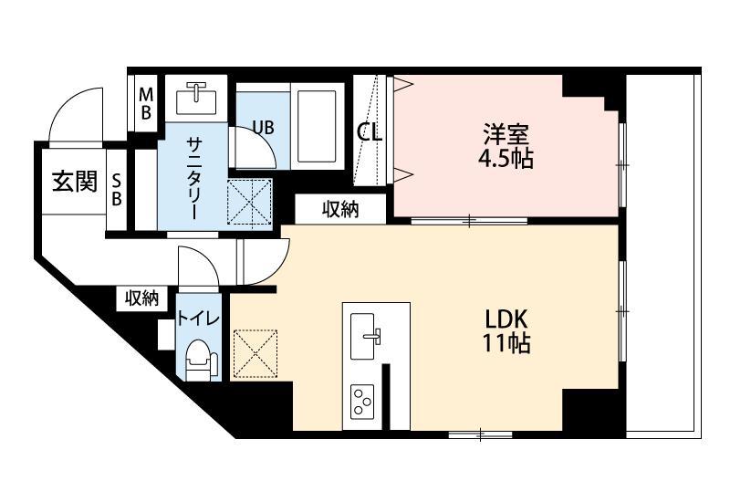 ミルーナヒルズD駒込(1LDK/4階)の間取り写真