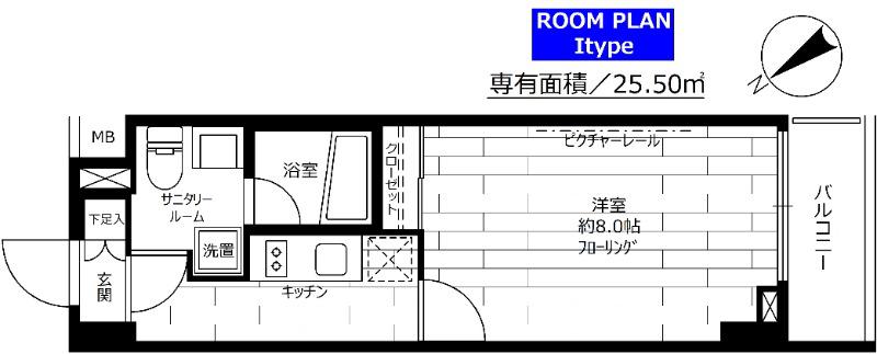 ステージグランデ茅場町(1K/5階)の間取り写真