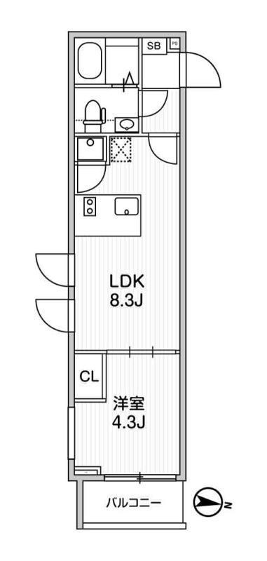 ビバリーホームズ石神井台(1LDK/4階)の間取り写真
