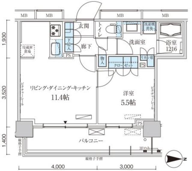 パークアクシス菊川ステーションゲート(1LDK/7階)の間取り写真