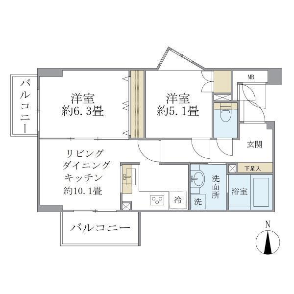 KDXレジデンス杉並方南町(2LDK/1階)の間取り写真