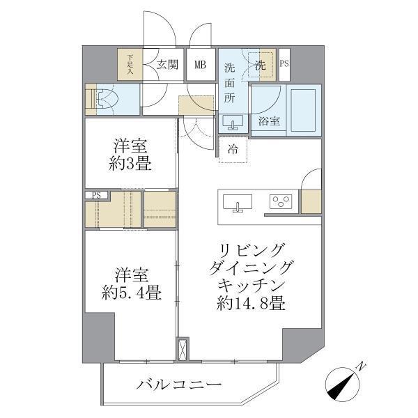 アジールコート町屋(2LDK/10階)の間取り写真