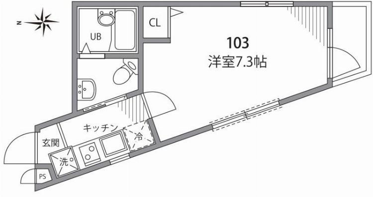 ステラコート松原(1K/1階)の間取り写真