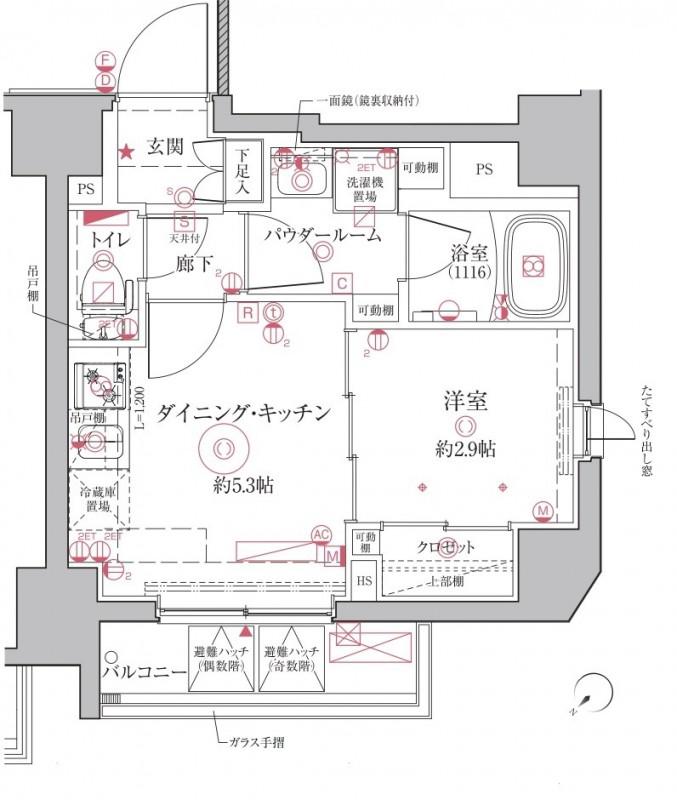 クレイシアIDZ王子アーバンヒルズ(1DK/4階)の間取り写真