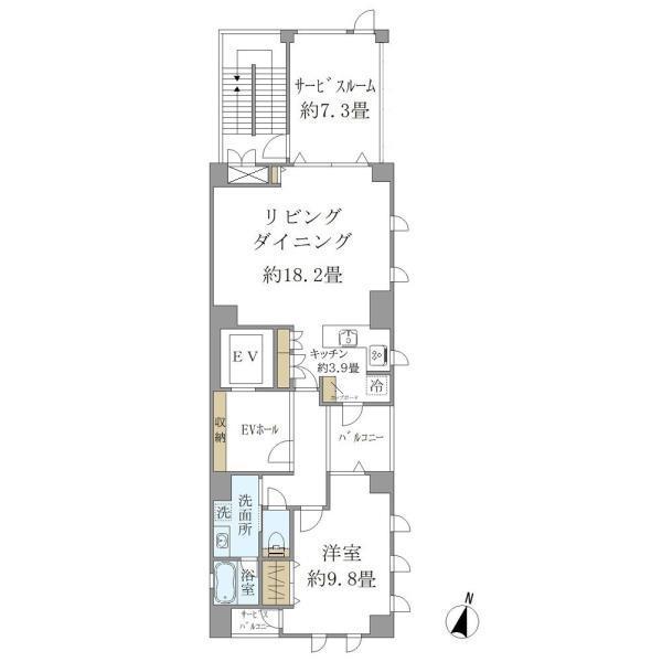 広尾QUARTO(1SLDK/7階)の間取り写真