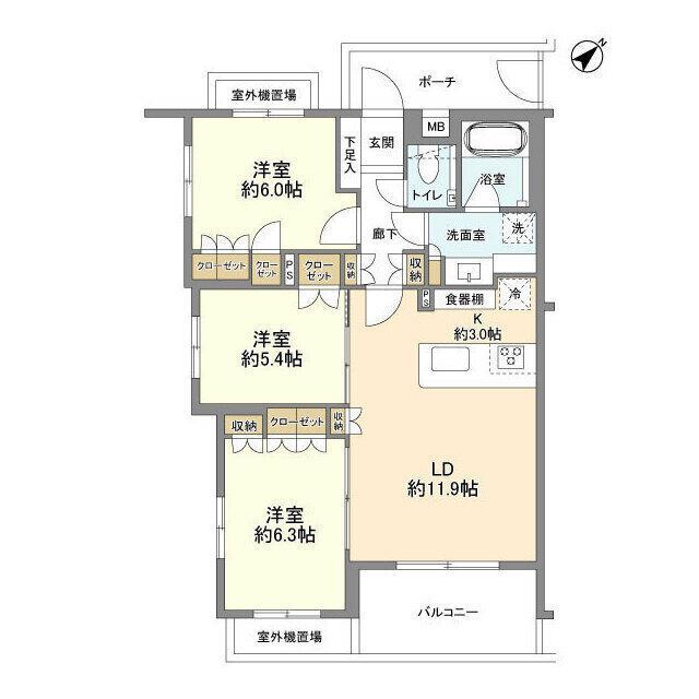 ヴェレーナ祐天寺(3LDK/2階)の間取り写真