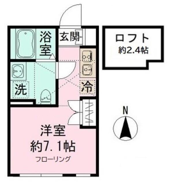 シエルN棟(ワンルーム/2階)の間取り写真
