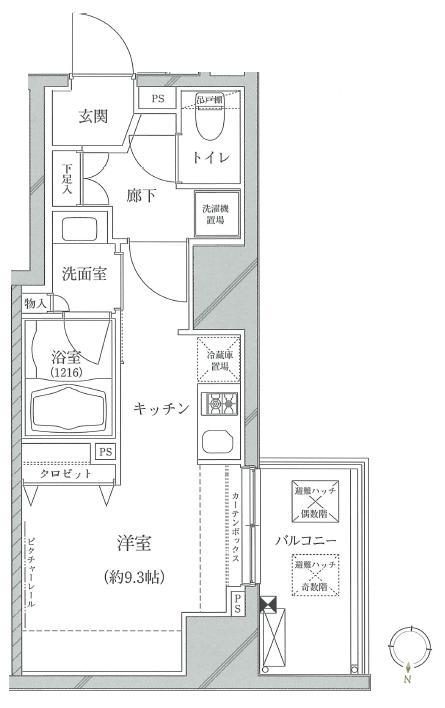クレイシア亀戸(ワンルーム/7階)の間取り写真