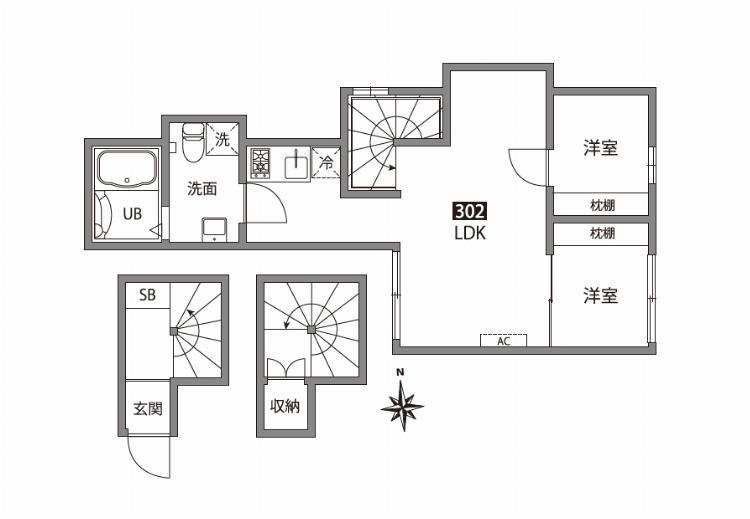 お花茶屋1丁目(1SLDK/3階)の間取り写真