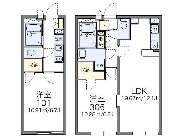 レオパレスクリムゾン矢口(1K/2階)の間取り写真