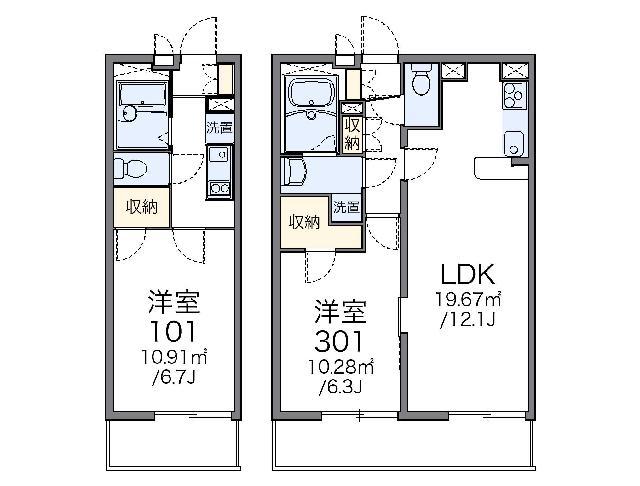 レオパレス堤方Ⅱ(1K/2階)の間取り写真
