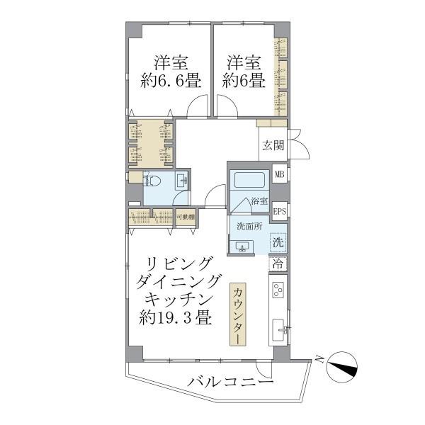 広尾GTビル(2LDK/8階)の間取り写真