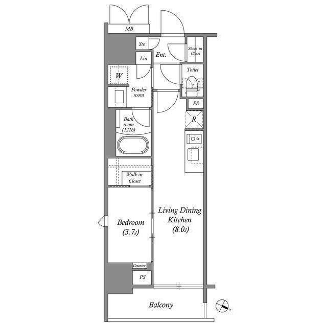 ACP RESIDENCE 浅草(1LDK/6階)の間取り写真
