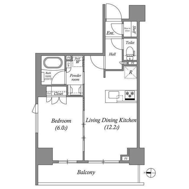 CORVAL住吉(1LDK/6階)の間取り写真