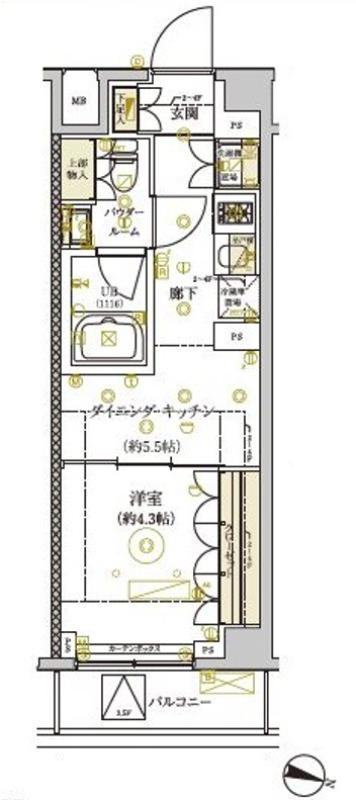 ドムススタイル武蔵小山(1DK/4階)の間取り写真