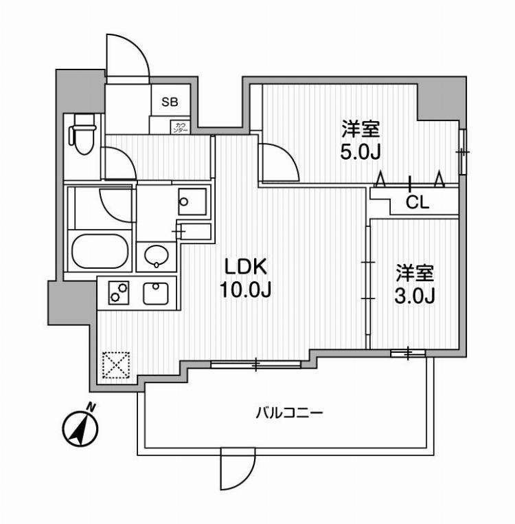 ラヴィエール三ノ輪(2LDK/9階)の間取り写真