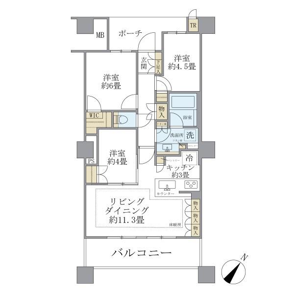 BRILLIA有明 SKY TOWER(3LDK/17階)の間取り写真
