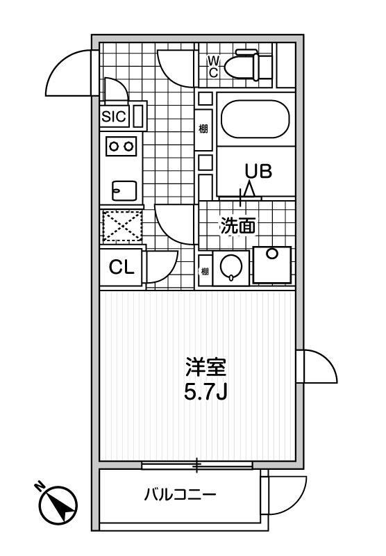 MDM駒沢大学(1K/1階)の間取り写真