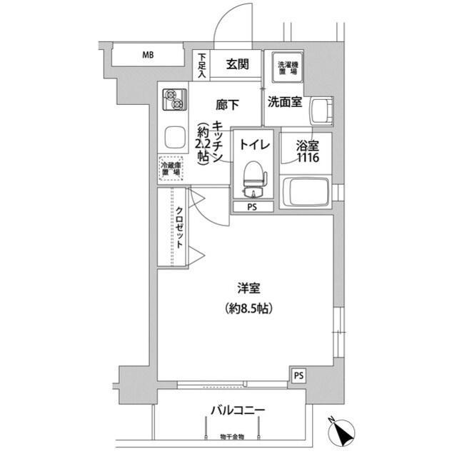 LA RIVIERE(1K/6階)の間取り写真